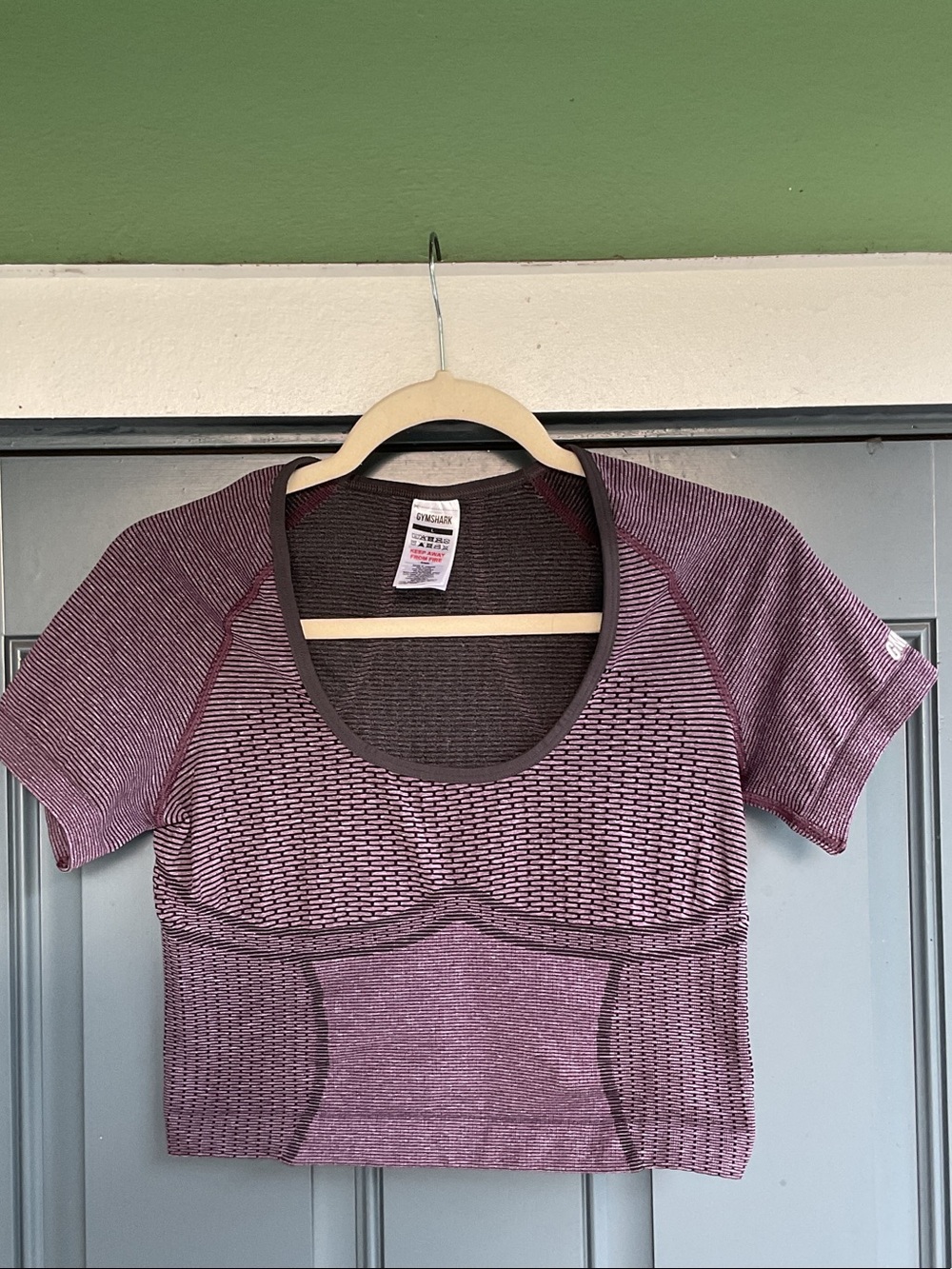 Gymshark Seamless Crop Top in Mauve with Dark Trim, Size L